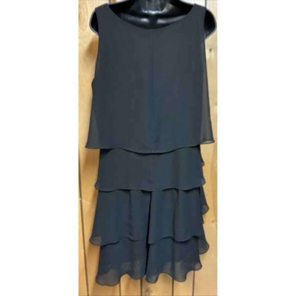 Dressbarn Collection Size 16 Black Cocktail Dress Chiffon Ruffles Sleeveless - Picture 5 of 16